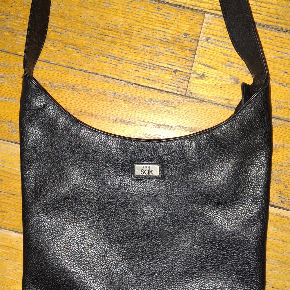 The Sak Black Leather Messenger Bag